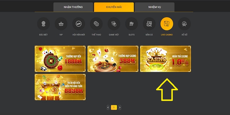 Hoàn trả casino 1.00%